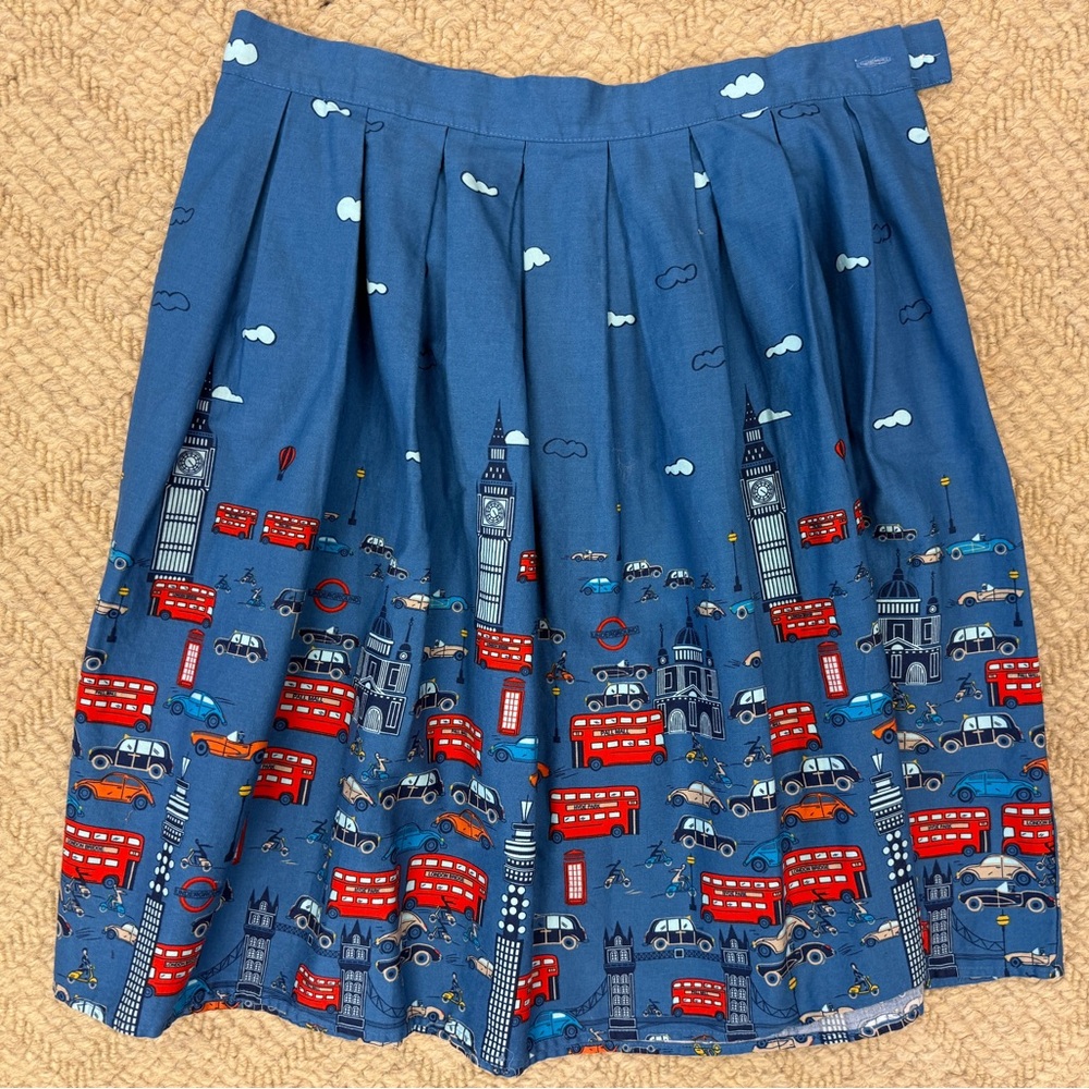 Grace Karin Blue Cityscape A-Line Skirt